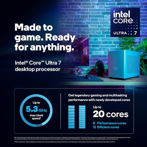Cooler Master NR2 Pro Mini ITX – Intel Ultra 7 265F 2.4GHz (5.3 GHz Turbo | Gigabyte RTX 5070 12GB & B860I AORUS PRO ICE| 32GB DDR5 6000MHz | 2TB Gen4 M.2 | WiFi | Windows 11 | 280mm AIO Gaming PC
