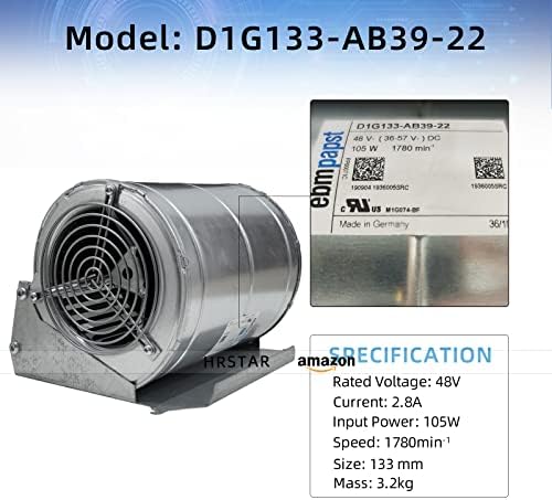 HRSTAR for ebmpapst D1G133-AB39-22/D1G133-AB39-52 Forward Leaning Centrifugal Fan 48V 105W for VACON Inverter Fans
