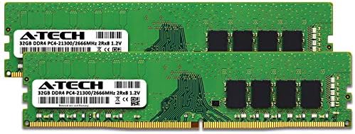 A-Tech 64GB (2x32GB) DDR4 2666 MHz UDIMM PC4-21300 (PC4-2666V) CL19 DIMM 2Rx8 Non-ECC Desktop RAM Memory Modules|B08X677MNF