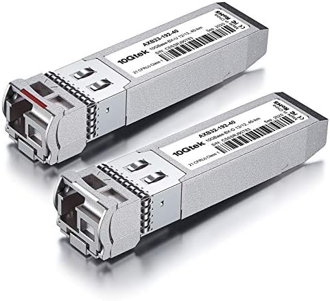 10GTEK 10GBase-SR SFP+ LC Transceiver, 10G 850nm Multimode SFP Module, up to 300 Meters, for Cisco SFP-10G-SR, Meraki MA-SFP-10GB-SR, Ubiquiti UniFi UF-MM-10G, Fortinet, TP-Link and More, Pack of 2|B08BP55663