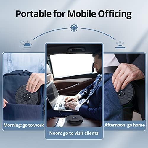 EMEET Conference Speakerphone M0 Plus, 4 AI Mics 360° Voice Pickup, Noise Reduction, USB C Speaker, Bluetooth Conference Speaker for 8 People w/Daisy Chain for 16 Compatible with Leading Software