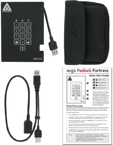 Apricorn 2TB Aegis Padlock Fortress FIPS 140-2 Level 2 Validated 256-Bit Encrypted USB 3.0 Hard Drive & Aegis Secure Key 3 NX 128GB 256-Bit Secure USB 3.0 Flash Drive, Black