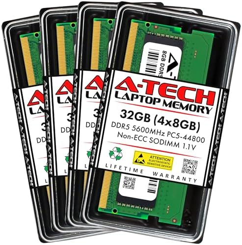 A-Tech 32GB Kit (2x16GB) DDR5 4800MHz PC5-38400 CL40 SODIMM 1.1V Non-ECC Unbuffered SO-DIMM 262-Pin Laptop Computer RAM Memory Upgrade Modules|B0B17CH652