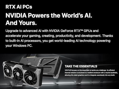 MSI Ventus 3X FeForce RTX 5090 OC Edition 32 GB GDDR7, PCI Express Gen 5, Core Clocks Extreme: 2452 MHz, CUDA CORES 21760 Units, Memory Speed 28 Gbps, Bundle with HDMI Cable|B0F3JSBT9M