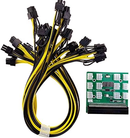 AHGDDA 1 Kit DPS-1200FB A 1200W PSU Power Supply+ Breakout Board + 12pcs 6pin-to-8pin Cables Mining BTC ETH Switching