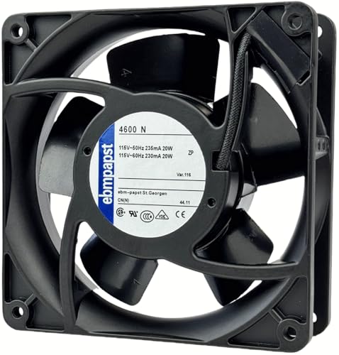 for ebmpapst 4600N Axial Fan,115V 12038 Industrial Cooling Fan All-Metal Heat-Resistant Cooling Fan 4600N, 2-Pin 20W|B0DSPYNCPH