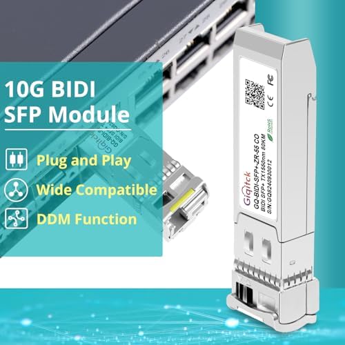 1 Pair 10GBASE-BX60-UD BiDi SFP+ Module, TX 1270nm/1330nm, RX 1330nm/1270nm, 60km DOM Simplex LC/UPC SMF Optical Transceiver Networking Mini Gbic for Dell GP-SFP-10GBX-U-60/ GP-SFP-10GBX-D-60|B0DQ7LLWCR