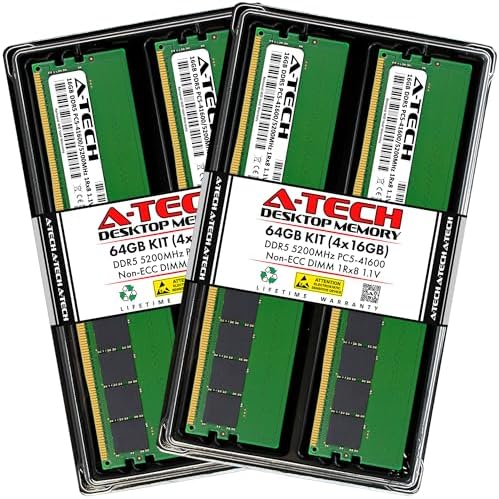 A-Tech 32GB DDR5 4800MHz PC5-38400 CL40 UDIMM 2Rx8 Dual Rank 1.1V Non-ECC Unbuffered DIMM 288-Pin Desktop PC/Computer RAM Memory Upgrade Module|B0B17JW787