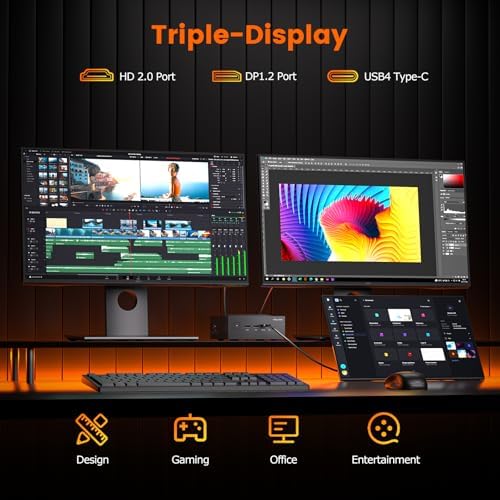 PELADN Mini PC, Ryzen AI 9 HX 370 (up to 5.1Ghz,32GB LPDDR5X/1TB PCIe 4.0 SSD,Dual 2.5G LAN,USB4 20Gbps Type-C/DP/HD,Mini Desktop Computer,WiFi7 4K/60Hz Triple-Display USB3.2/BT5.4 Mini Computers