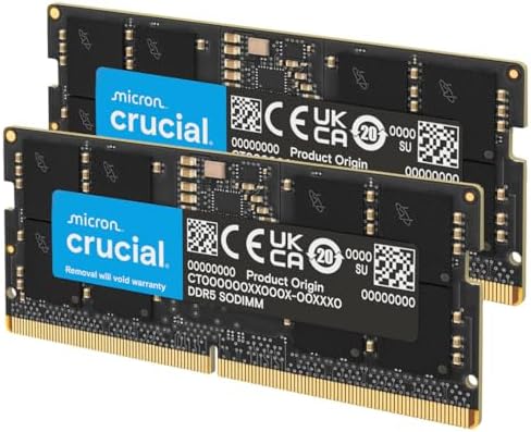 Crucial 64GB DDR5 RAM Kit (2x32GB), 4800MHz CL40 Laptop Memory - SODIMM 262-Pin - Compatible with 12th Intel Core - CT2K32G48C40S5|B09S2QLBWC