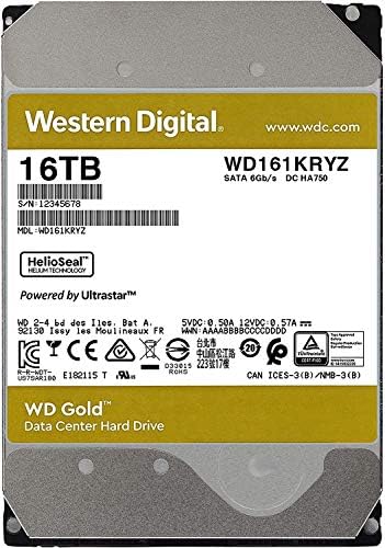 Western Digital - WD Gold 16TB Enterprise Class Hard Disk Drive – 7200 RPM Class SATA 6Gb/s 512MB Cache 3.5 Inch HDD - WD161KRYZ|B093WDP7KN