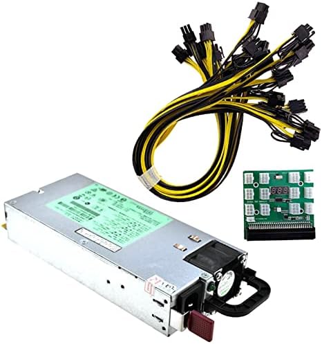 AHGDDA 1 Kit DPS-1200FB A 1200W PSU Power Supply+ Breakout Board + 12pcs 6pin-to-8pin Cables Mining BTC ETH Switching