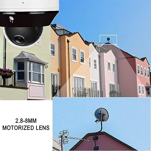 Real HD 6MP Mini PTZ Dome PoE IP Camera Outdoor with Pan Tilt, 3X Zoom, 2.8-8mm Motorized Varifocal Lens, H.265, IP66, NVR or Windows PC Required, NDAA Compliant
