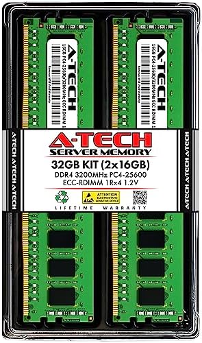 A-Tech 64GB Kit (2x32GB) DDR4 2666MHz PC4-21300 ECC RDIMM 2Rx4 Dual Rank 1.2V ECC Registered DIMM 288-Pin Server & Workstation RAM Memory Upgrade Modules (A-Tech Enterprise Series)|B0BPN48JTW