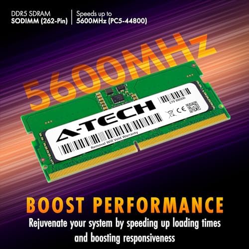 A-Tech 32GB DDR5 4800MHz PC5-38400 CL40 SODIMM 2Rx8 Dual Rank 1.1V Non-ECC Unbuffered SO-DIMM 262-Pin Laptop Computer RAM Memory Upgrade Module|B0B1718KB1
