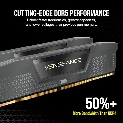 CORSAIR Vengeance DDR5 16GB (2x8GB DDR5 5200MHz CL40 AMD Expo Intel XMP iCUE Compatible Computer Memory – Gray (CMK16GX5M2B5200Z40