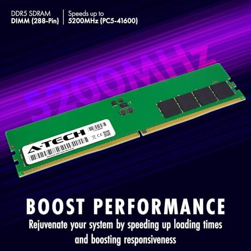 A-Tech 32GB DDR5 4800MHz PC5-38400 CL40 UDIMM 2Rx8 Dual Rank 1.1V Non-ECC Unbuffered DIMM 288-Pin Desktop PC/Computer RAM Memory Upgrade Module|B0B17JW787