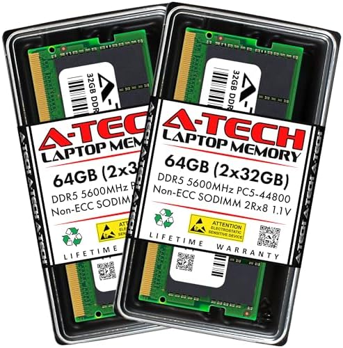 A-Tech 32GB Kit (2x16GB) DDR5 4800MHz PC5-38400 CL40 SODIMM 1.1V Non-ECC Unbuffered SO-DIMM 262-Pin Laptop Computer RAM Memory Upgrade Modules|B0B17CH652