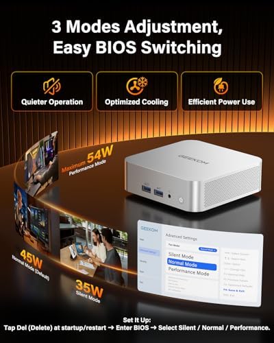 GEEKOM A8 Mini PC with AMD Ryzen 7 8745HS (Beats 6800H, 16GB DDR5 RAM (Upgradable, Not LPDDR 1TB NVMe SSD, Windows 11 Pro Desktop Computer for Home&Business, USB4, SD Slot, 8K | WiFi 6E, 2.5G LAN