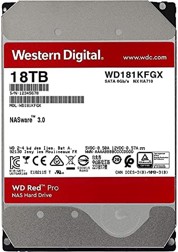 Western Digital - WD Red Pro 18TB 3.5" NAS Hard Disk Drive - 7200 RPM, SATA 6 Gb/s, CMR, 256 MB Cache, 3.5" Internal HDD, Crypto Chia Mining - WD181KFGX - BROAGE HDMI Cable|B095VM3NCM