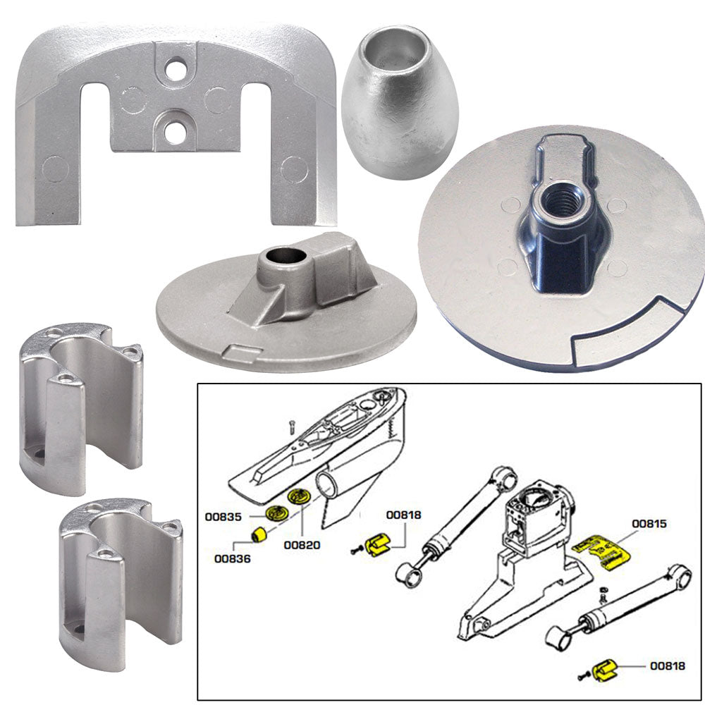 Tecnoseal Anode Kit w/Hardware - Mercury Bravo 3 2004-Present