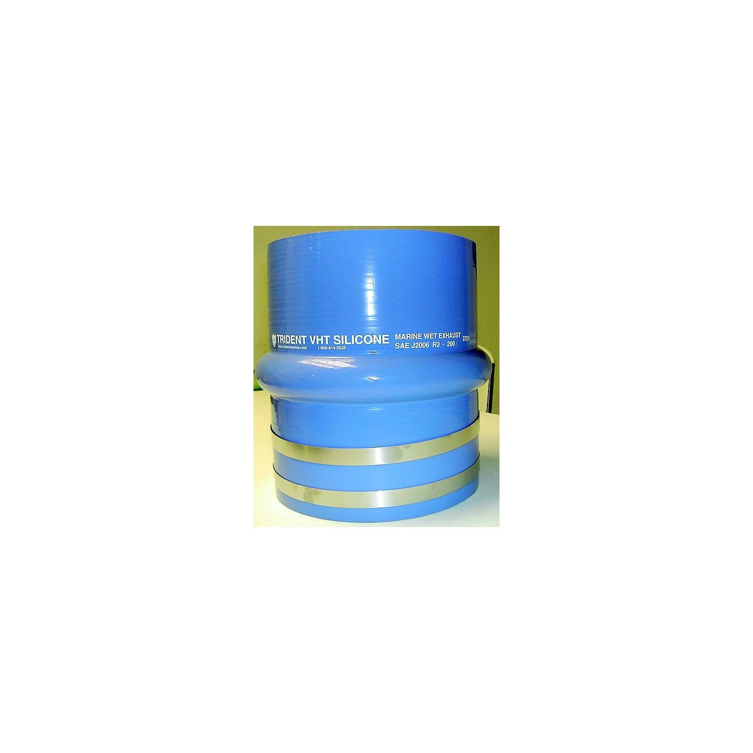 Trident Marine 272V4000-S/S Blue Silicone "VHT" Single Hump Hose w/T-Bolt Clamps, 4"