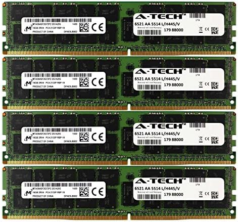 A-Tech Micron IC DDR4 64GB Kit 8X 8GB 1Rx4 PC4-17000 2133MHz for Dell PowerEdge R730xd R730 R630 T630 R430 R530 C4130 H8PGNC Memory RAM