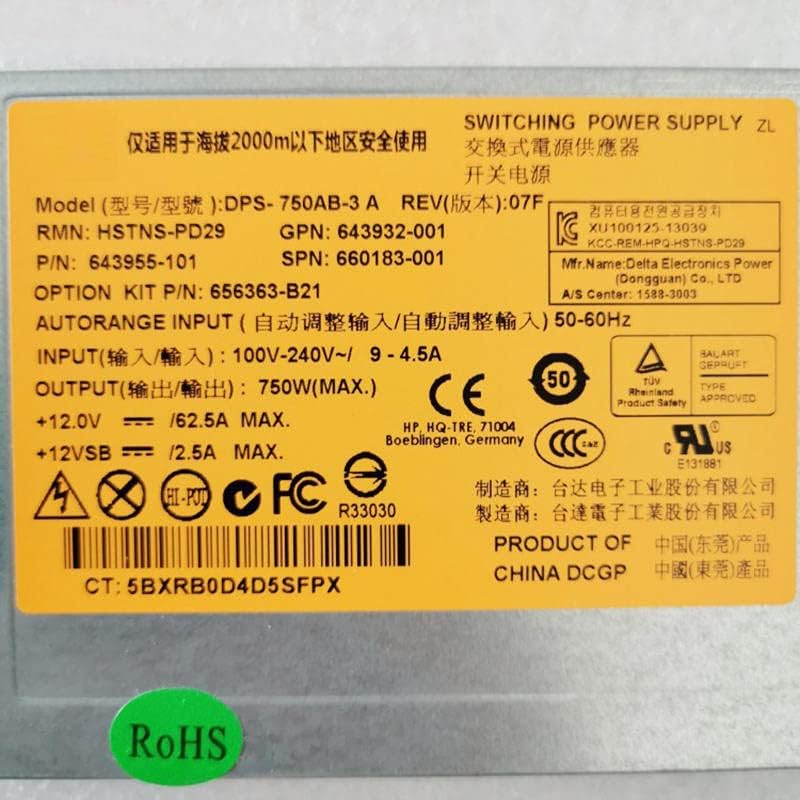 Switching Power Supply for DPS-750AB-3 A HSTNS-PD29 643932-001 643955-101 Fully Tested