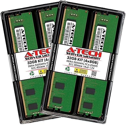 A-Tech 64GB Kit (2x32GB) DDR4 2666MHz PC4-21300 ECC RDIMM 2Rx4 Dual Rank 1.2V ECC Registered DIMM 288-Pin Server & Workstation RAM Memory Upgrade Modules (A-Tech Enterprise Series)|B0BPN48JTW