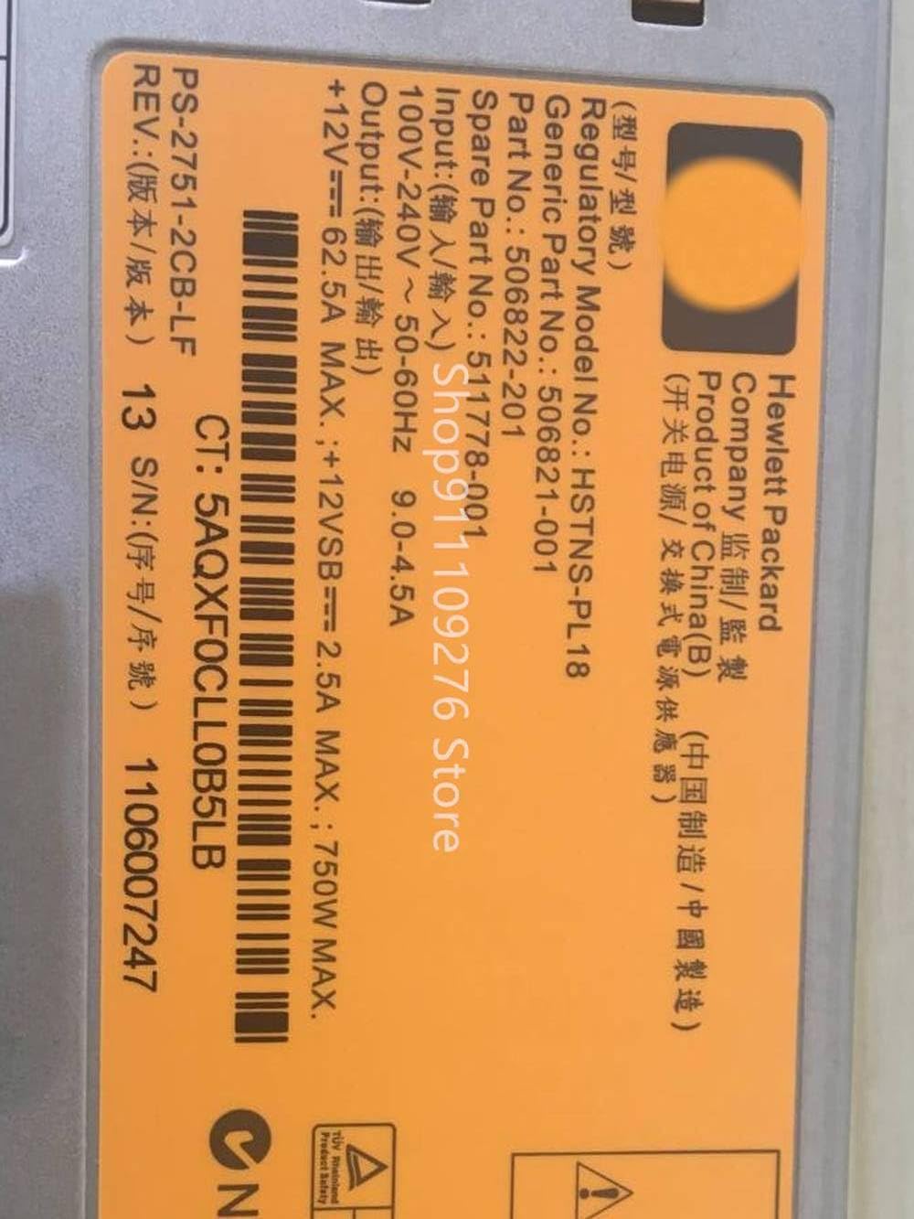 PSU for HSTNS-PL18 506821-001 506822-201 511778-001 MAX 750W