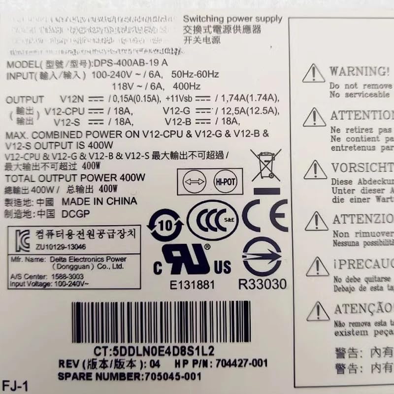 704427-001 705045-001 DPS-400AB-19 A for H P Z230 CMT 400W Desktop Power Supply 100% Tested