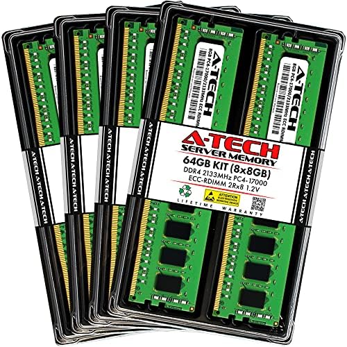 A-Tech 64GB Kit (2x32GB DDR4 2400MHz PC4-19200 ECC RDIMM 2Rx4 Dual Rank 1.2V ECC Registered DIMM 288-Pin Server & Workstation RAM Memory Upgrade Modules (A-Tech Enterprise Series