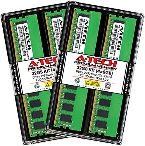A-Tech Server 32GB Kit (2x16GB DDR4 2666MHz PC4-21300 ECC UDIMM 2Rx8 Dual Rank 1.2V ECC Unbuffered DIMM 288-Pin Server & Workstation RAM Memory Upgrade Modules (A-Tech Enterprise Series