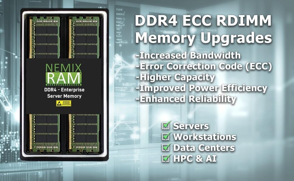 NEMIX RAM 64GB (1X64GB) DDR4 3200MHZ PC4-25600 2Rx4 1.2V CL22 288-PIN ECC RDIMM Registered Server Memory Compatible with Dell PowerEdge T550 Tower|B0BTZXJDQ4