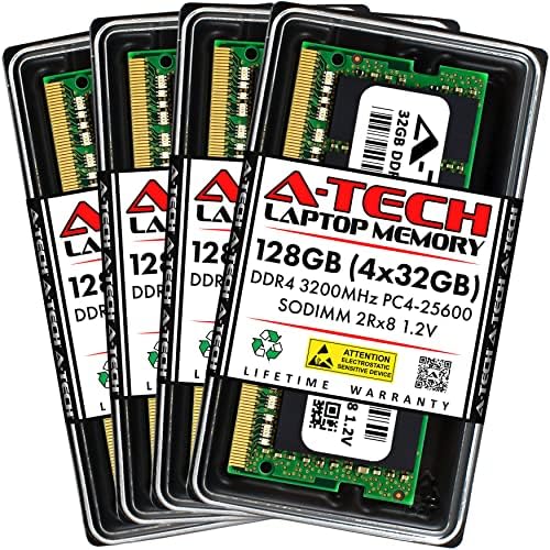 A-Tech 32GB (2x16GB) DDR4 3200 MHz SODIMM PC4-25600 (PC4-3200AA) CL22 Non-ECC Laptop RAM Memory Modules|B08KTRP13V