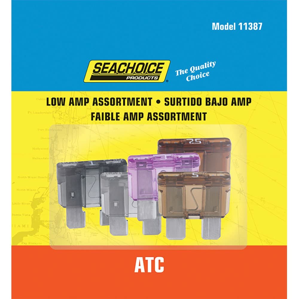 Seachoice SC11387 Low Amp ATC Glass Fuse Assortment, 5ea
