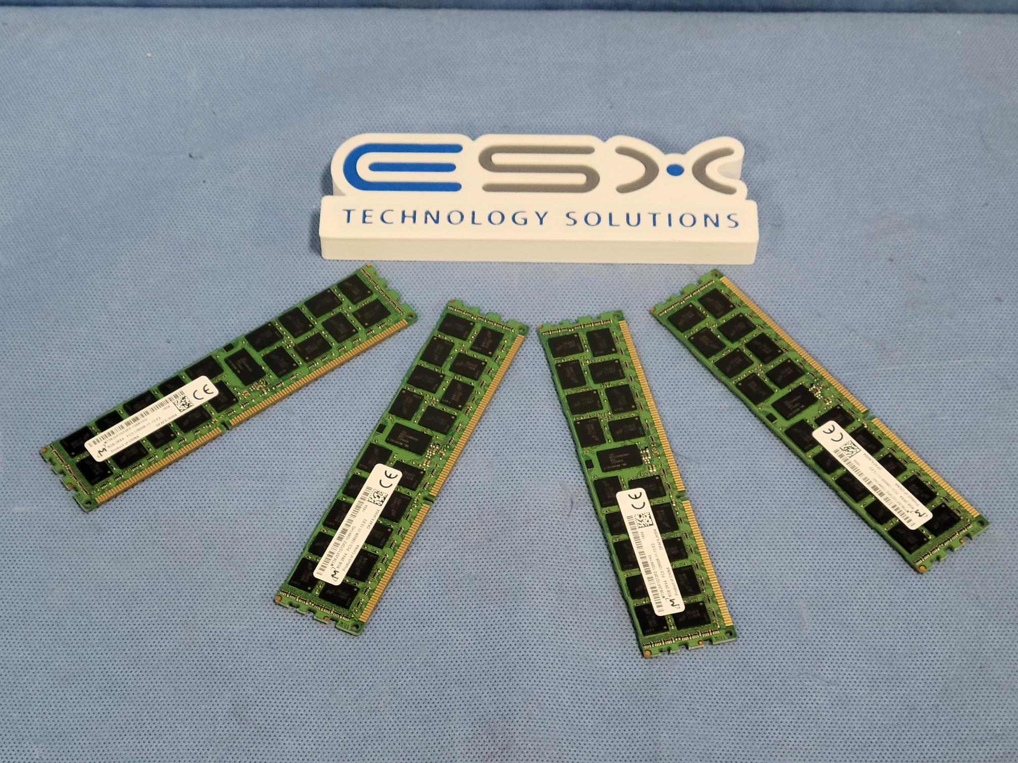 Lot of 4- Micron 8GB 2Rx4 PC3-12800R DDR3 DIMM MT36JSF1G72PZ-1G6K1