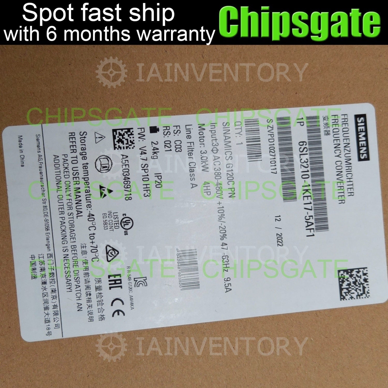 Siemens inverter 6SL3210-1KE17-5AF1 6SL3 210-1KE17-5AF1