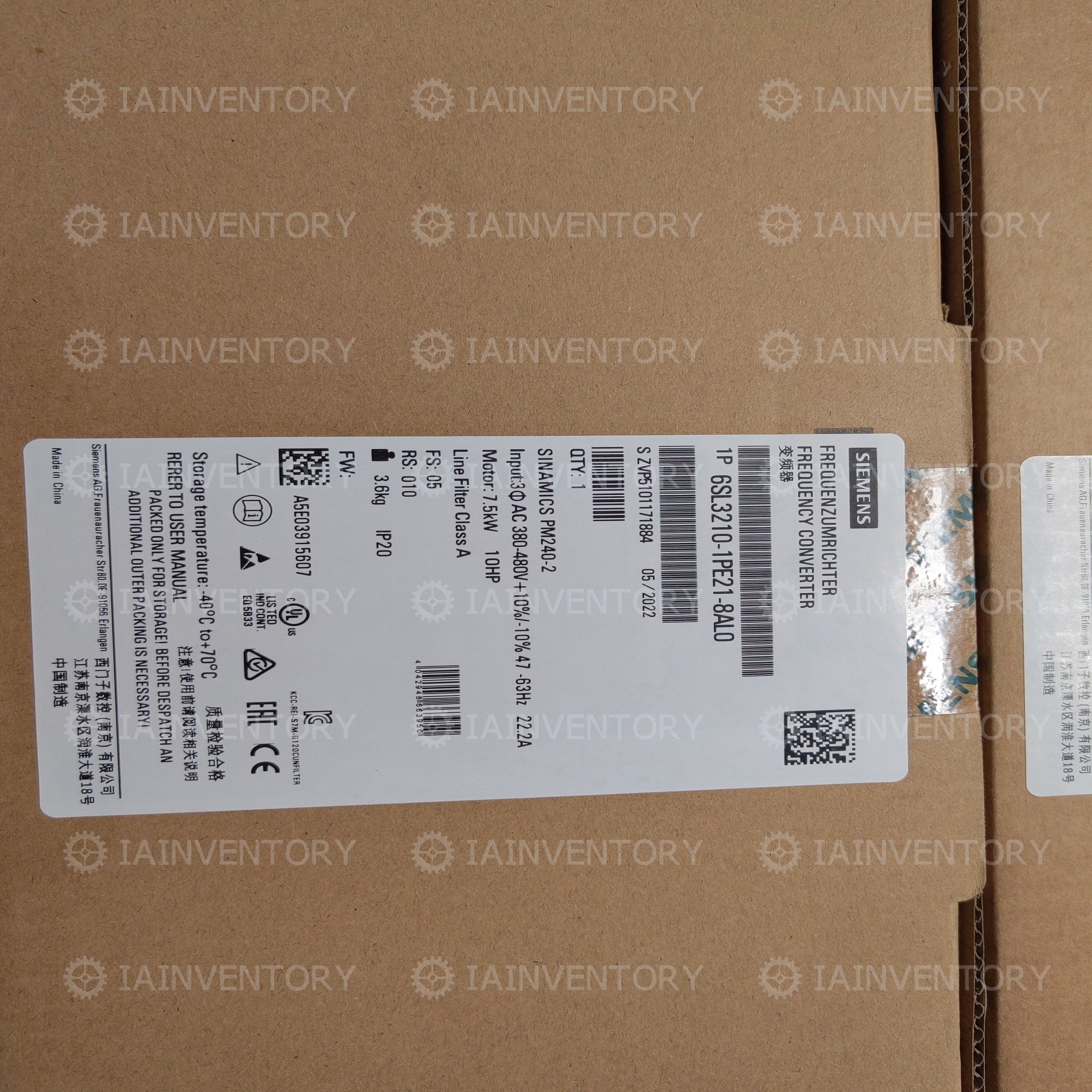 Siemens SINAMICS G120 6SL3210-1PE21-8AL0