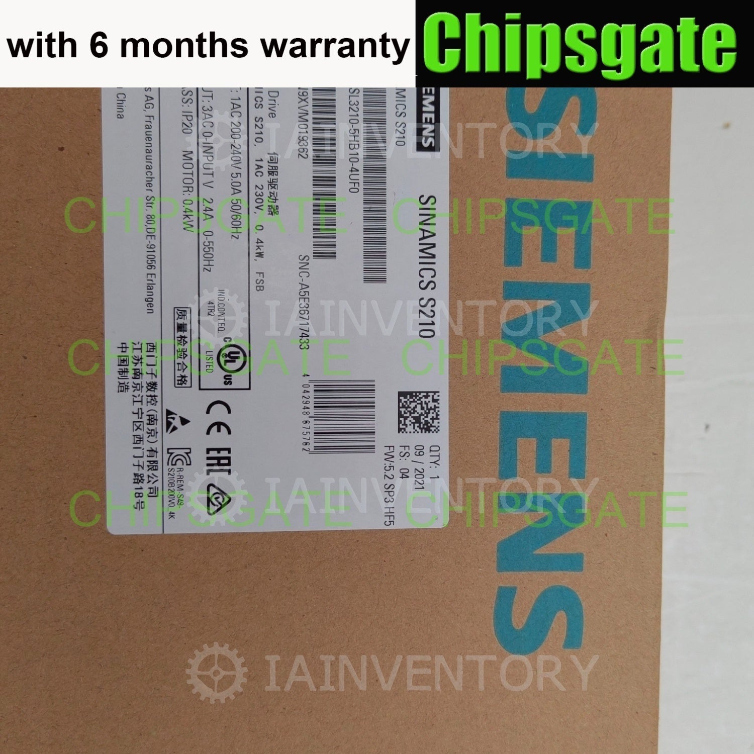 Siemens 6SL3210-5HB10-4UF0, SINAMICS S210, servo converter