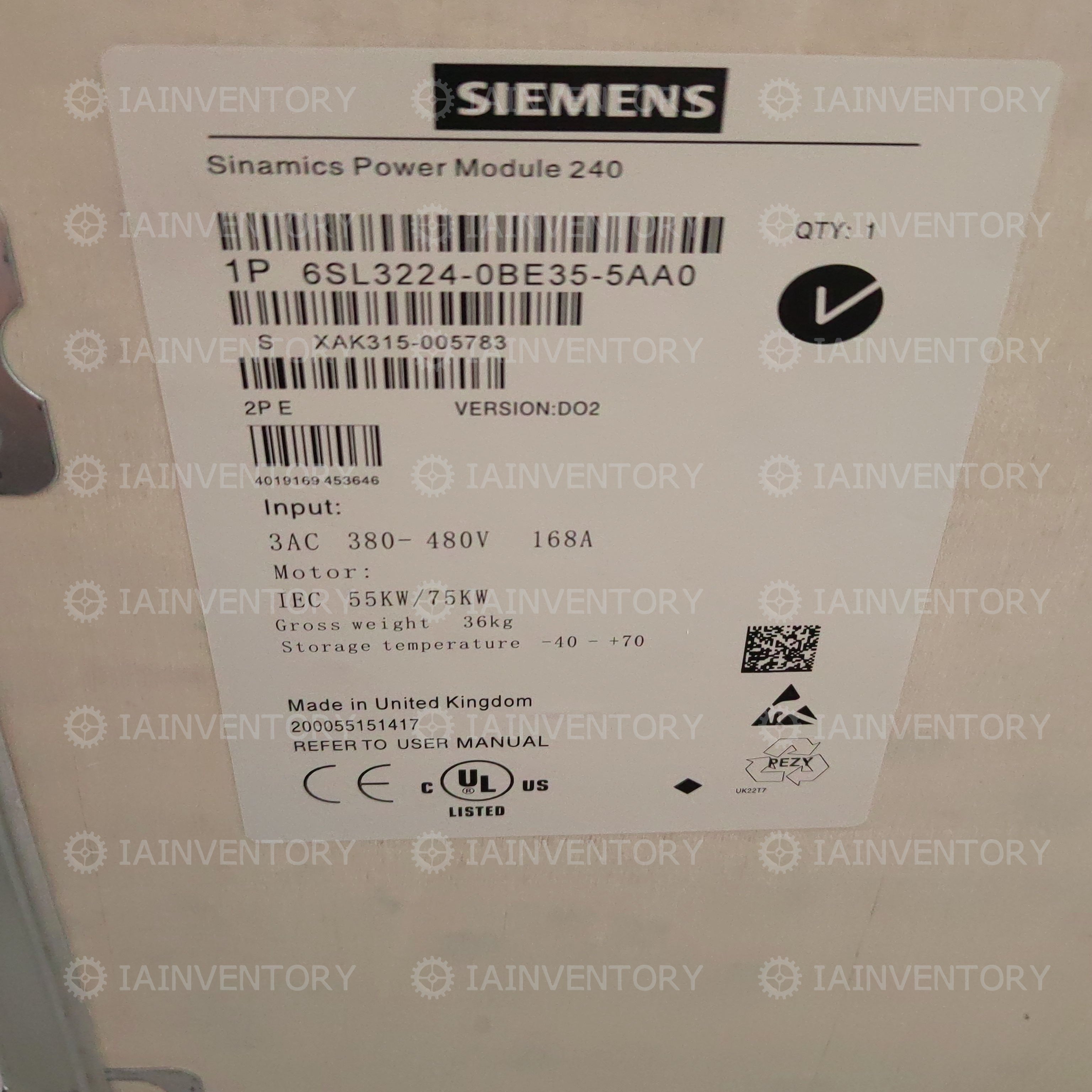Siemens 6SL3224-0BE35-5AA0
