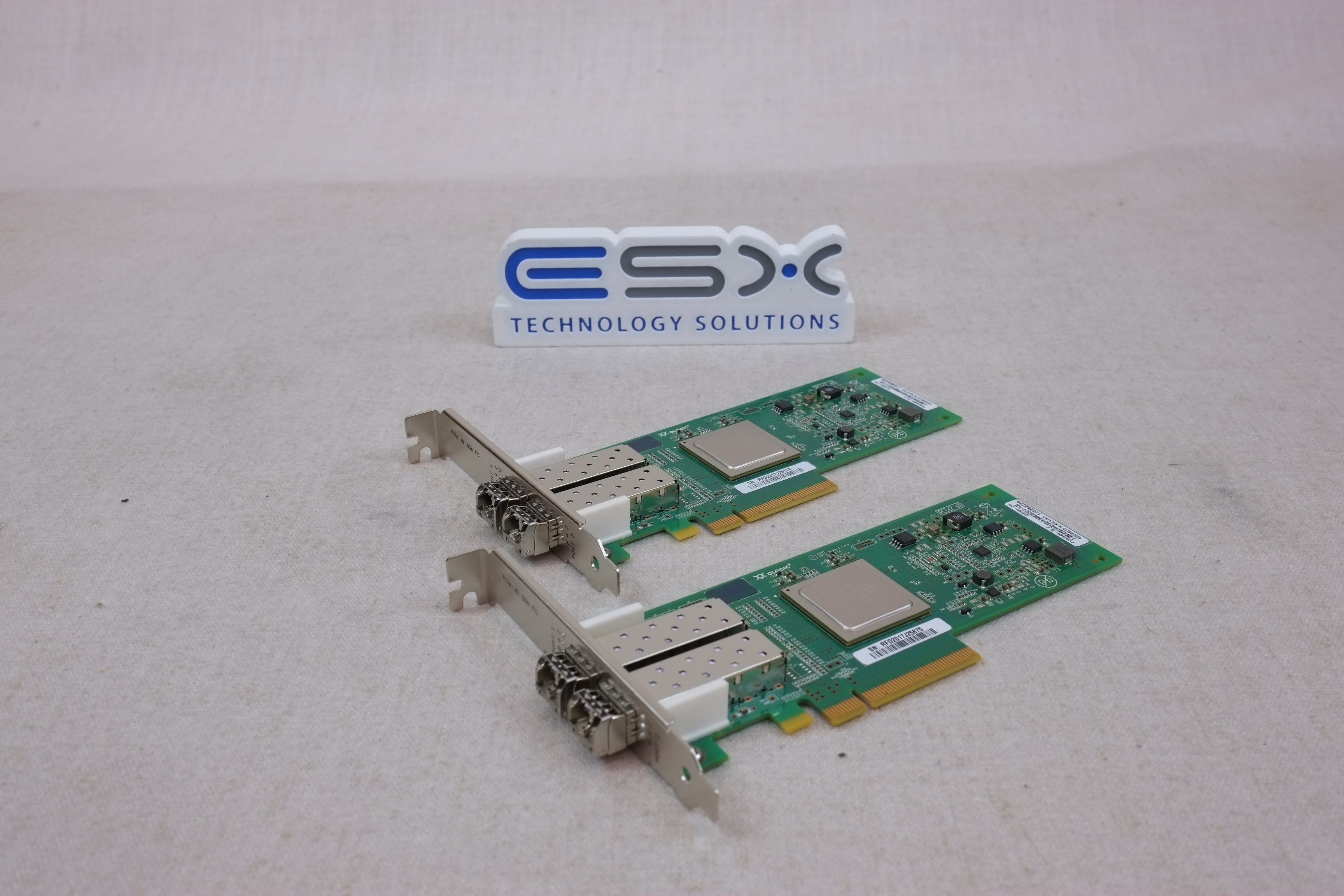 Lot of 2 FH Dell MFP5T QLogic Dual-Port 8Gb/s PCI-e Fiber Channel HBA w/ SFPs