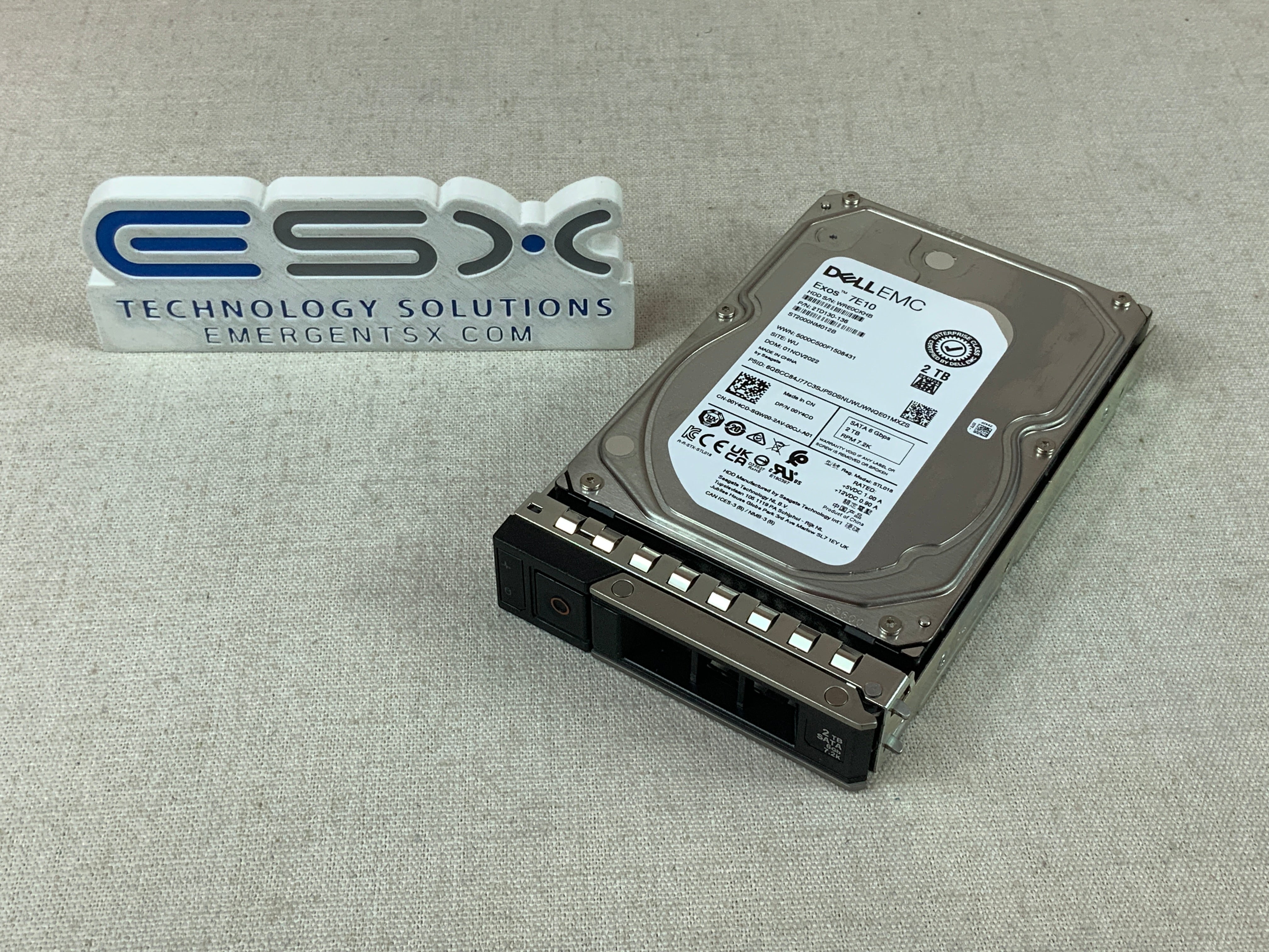 Dell 0Y4CD 2TB 7.2k 6Gb/s 3.5" SATA Hard Drive ST2000NM012B w/ 14G Tray