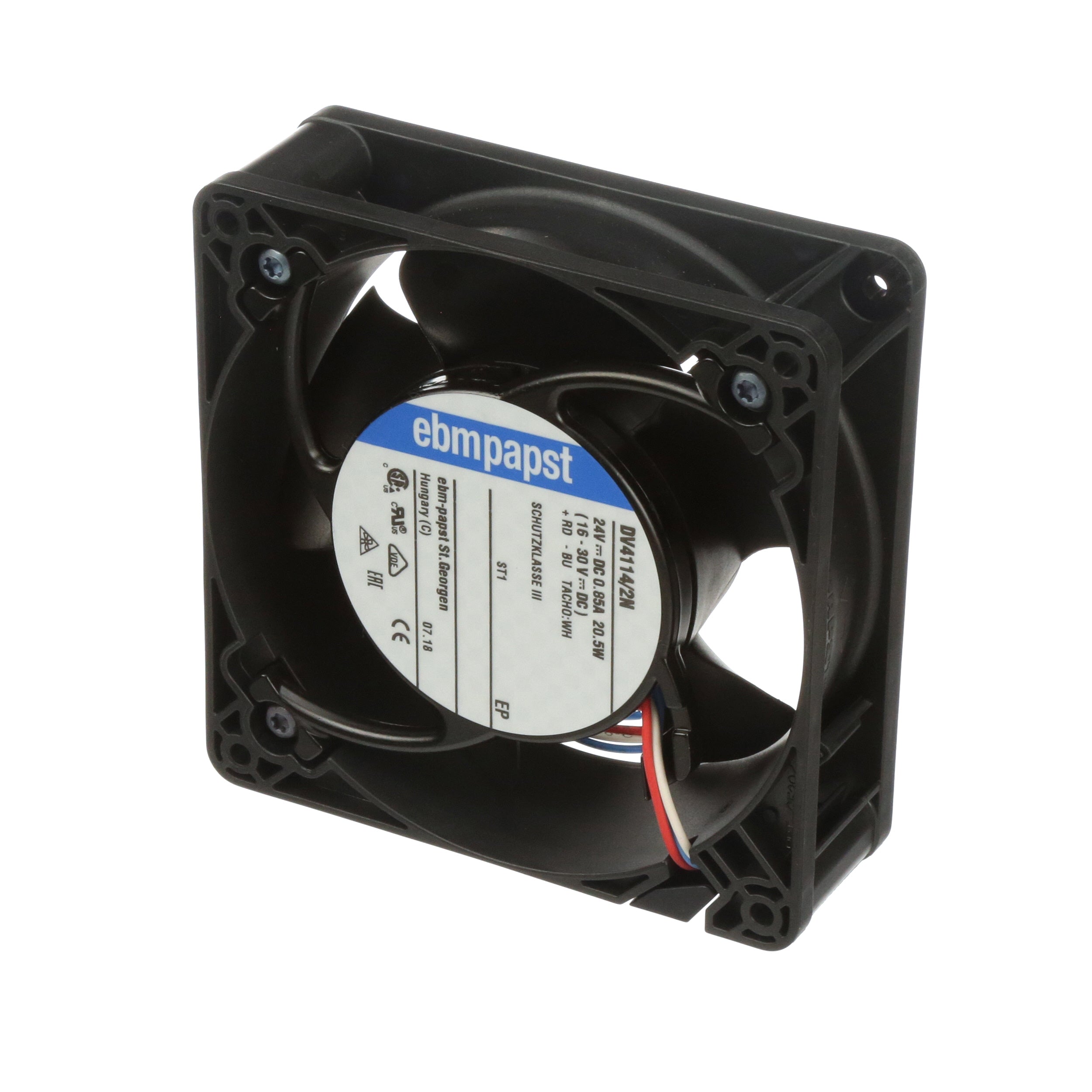 ebm-papst DV4114/2N DC Fan, 24V, 120x120x38mm, 161.9CFM, 21W, 60dBA, 6000RPM, Wire Leads