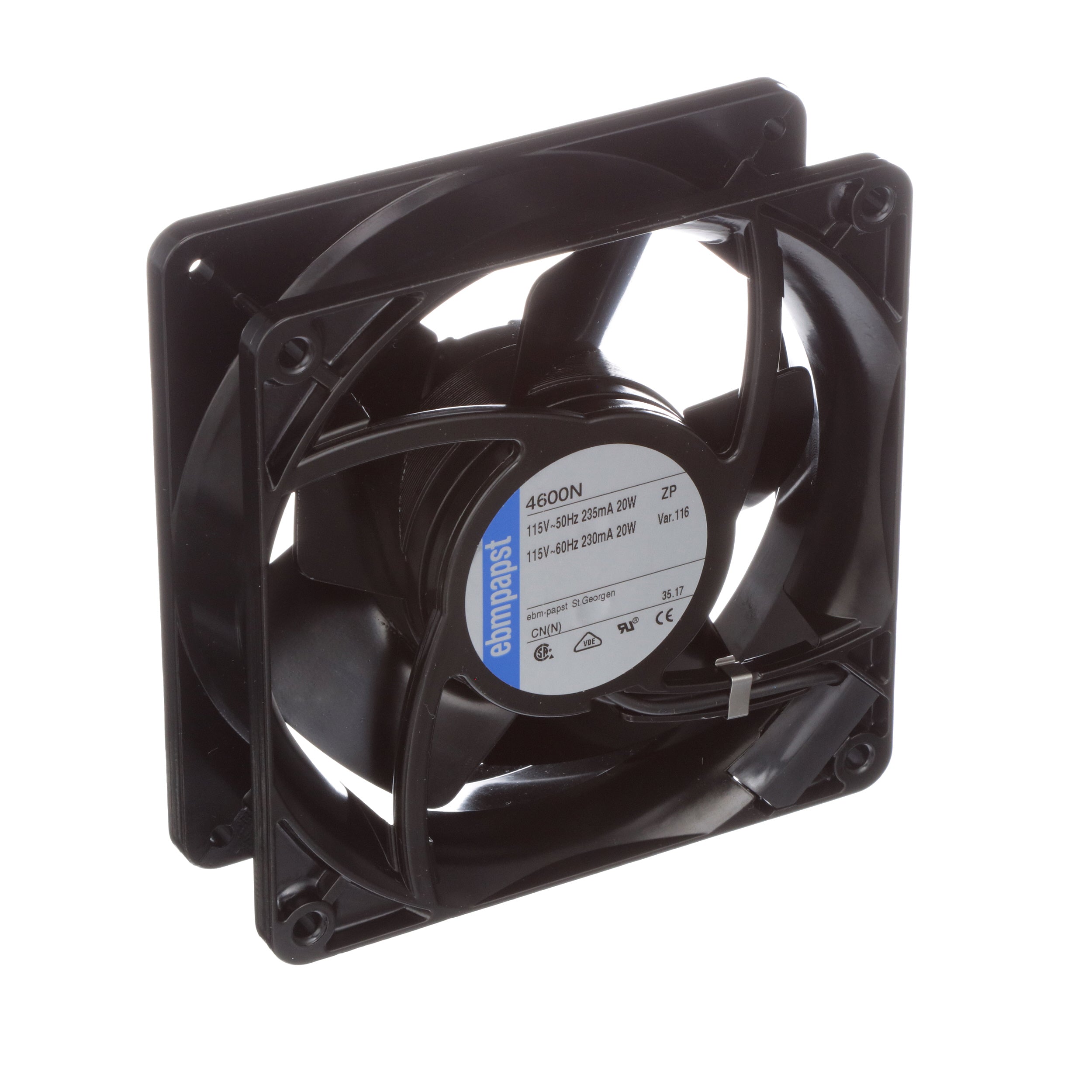 ebm-papst 4600N AC Fan, 115V, 120x120x38mm, 105.9CFM, 18W, 50dBA, 3100RPM