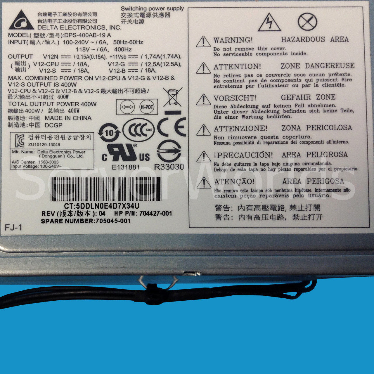 HP 705045-001 Z230 400W Power Supply 704427-001, DPS-400AB-19