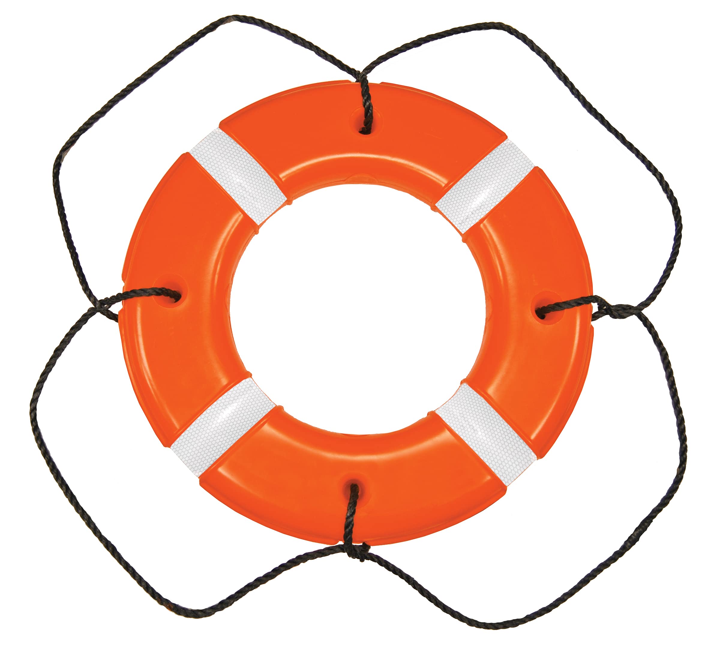Taylor Made Products 571 Taylor Polyethylene Hard Shell SOLAS Approved Life Ring, w/Black Rope, 30" Orange