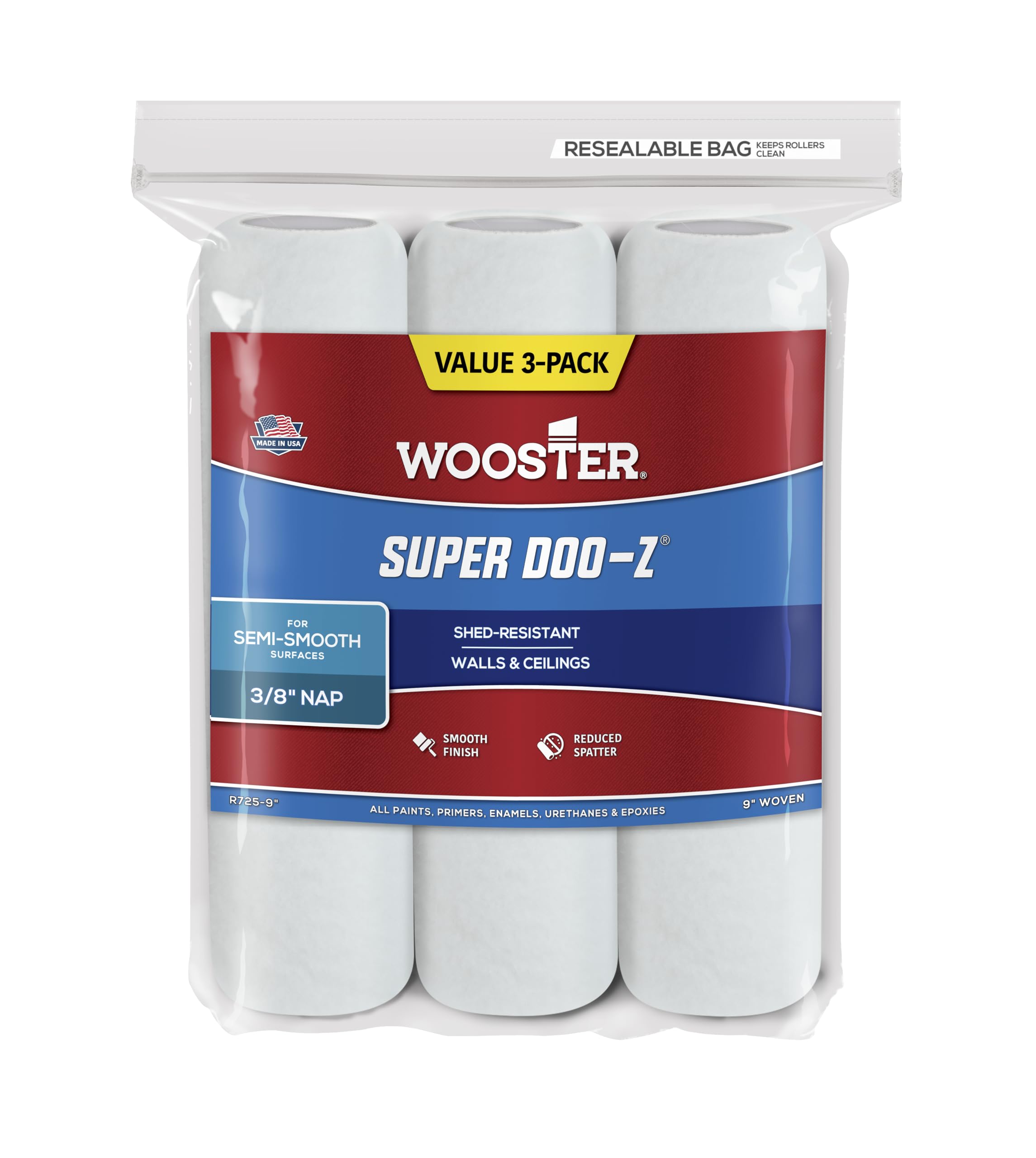 Wooster Brush R725-9 Outdoors Unlimited Super Doo-Z Rollers 3 Pack