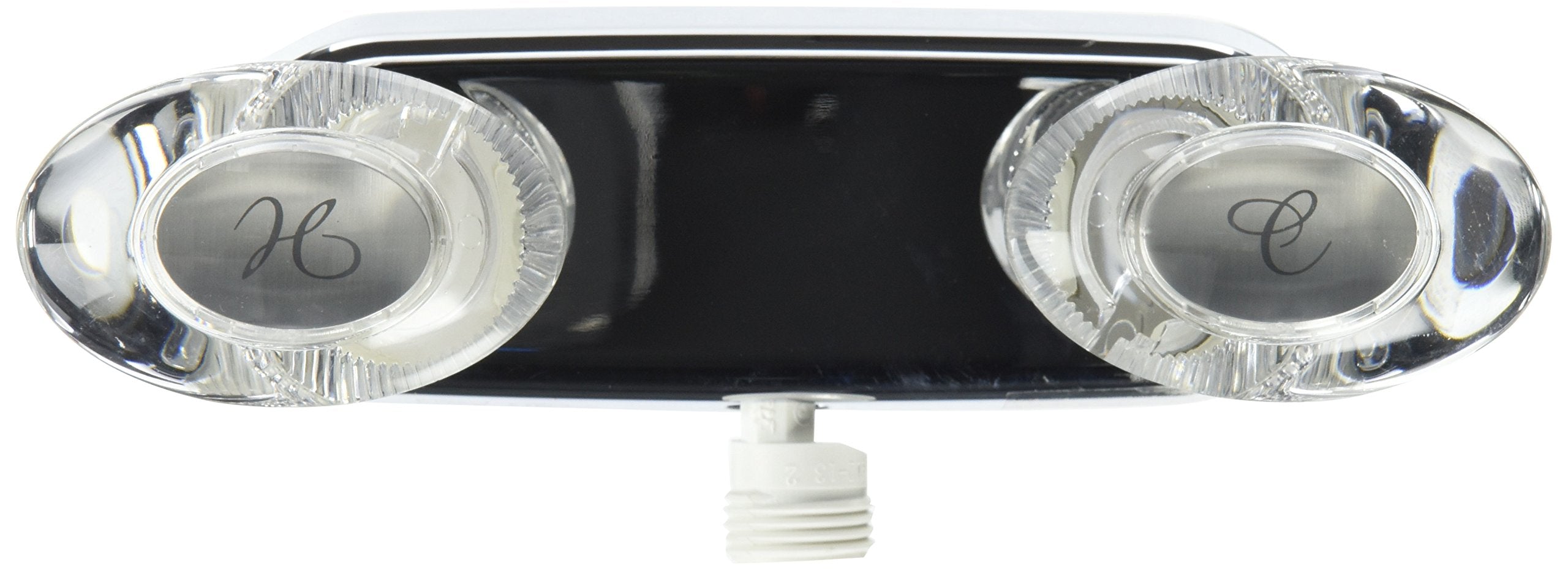 Valterra PF223341 Catalina Chrome Finish 4" RV Shower Valve Faucet w/ Two Clear, Acrylic Lever Handles