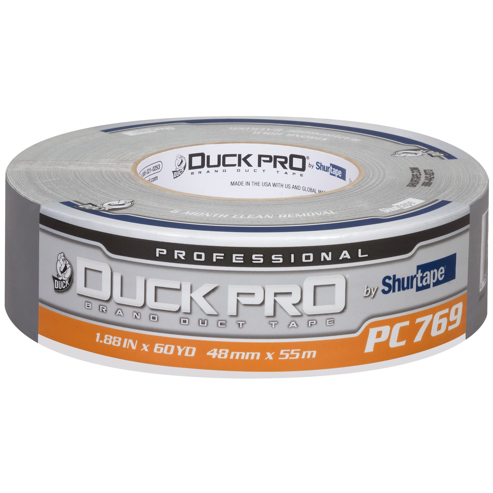 Shurtape 105458 PC 769 Duck Pro Professional Grade Duct Tape, 1.88" x 180', Silver